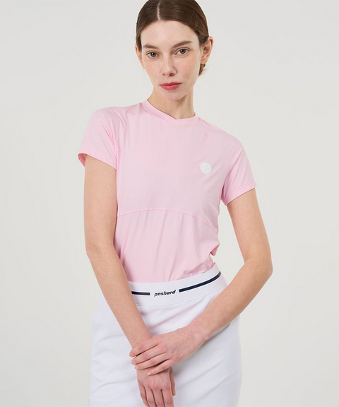 POSHERD Light Cool Mesh Functional Short Sleeve Top - Light Pink