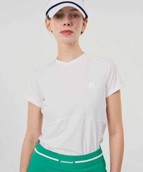 POSHERD Light Cool Mesh Functional Short Sleeve Top - White