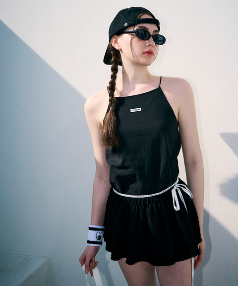 KANDINI Like-Linen Sleeveless T - Black