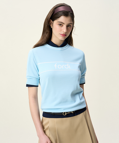 FORDI Loose Short Sleeve Knit - Baby Blue