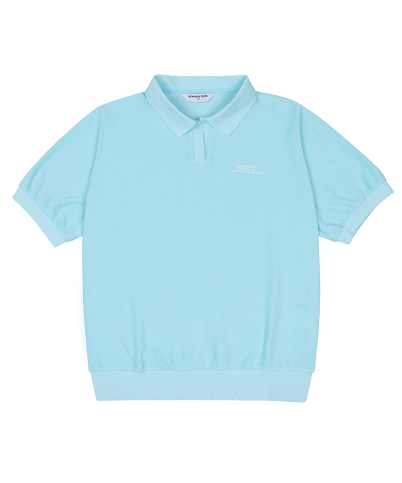 Monday Flow Terry Collar Top - Sky Blue