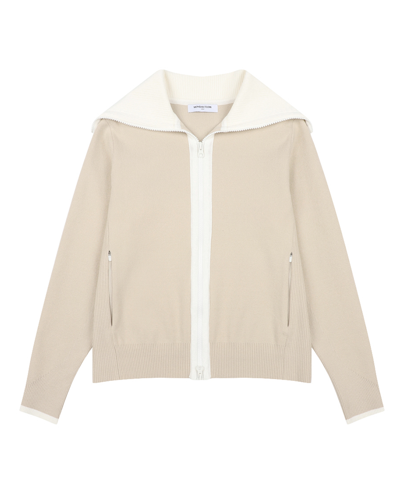 Monday Flow Women's New Outdoor Knit Zip-Up - Beige