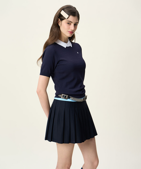 FORDI PK Pleated Skirt - Navy
