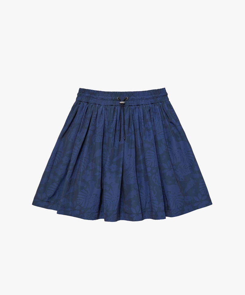 MCC Women's Print Shirring Plare Skirt - Navy