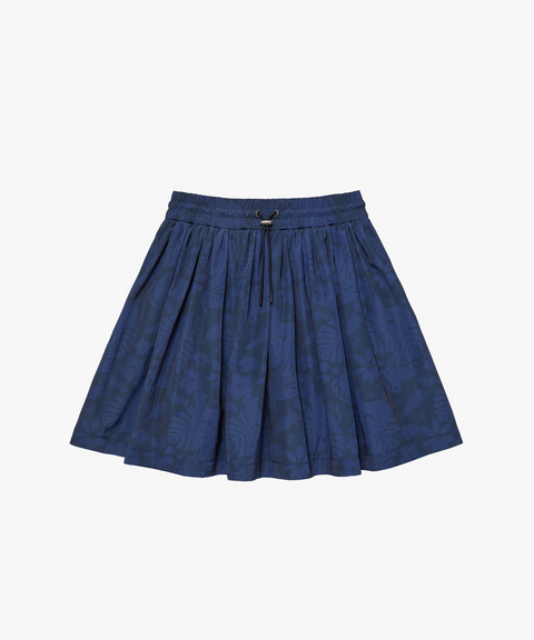 MCC Women's Print Shirring Plare Skirt - Navy