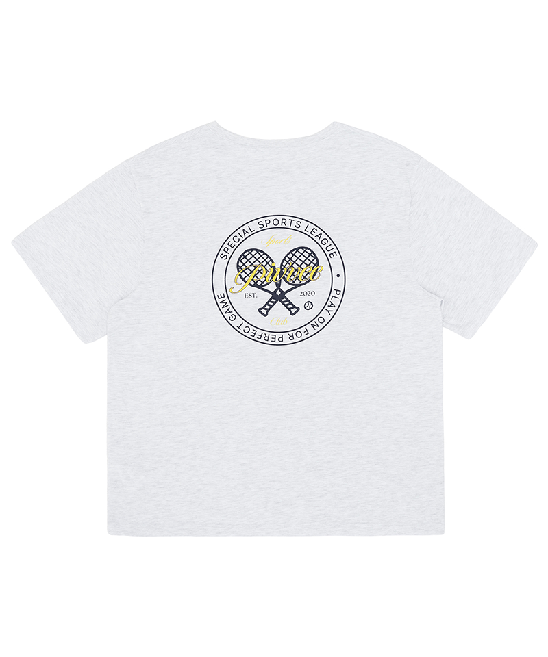 PIV'VEE Racket Printed Boxy T-shirt - Snow Grey