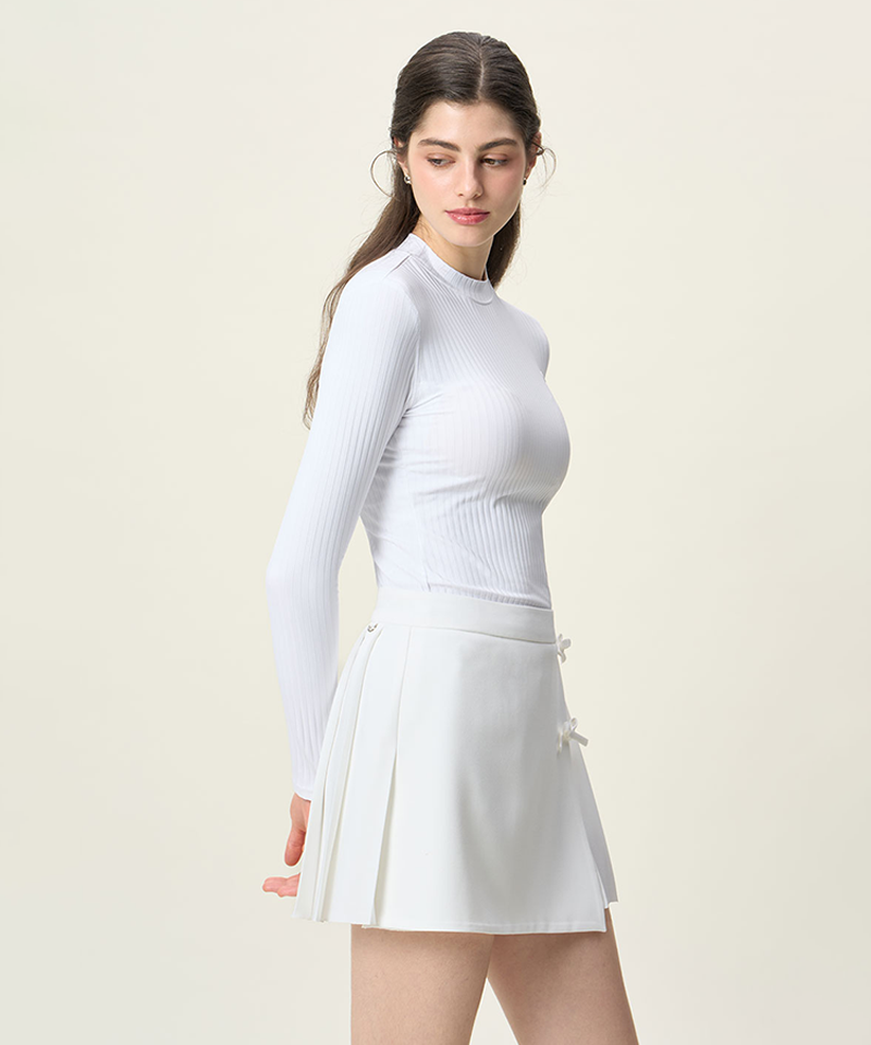 [Warehouse Sale] FORDI Ribbon Wrap Pleated Skirt - White