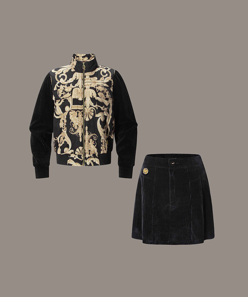 Saint Royal Quilted Padding Blouson Set One (Top+Skirt)