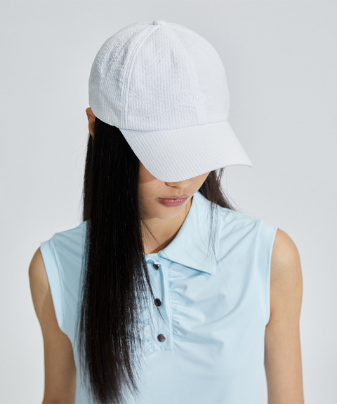 Monday Flow Seersucker Cotton Ball Cap - White