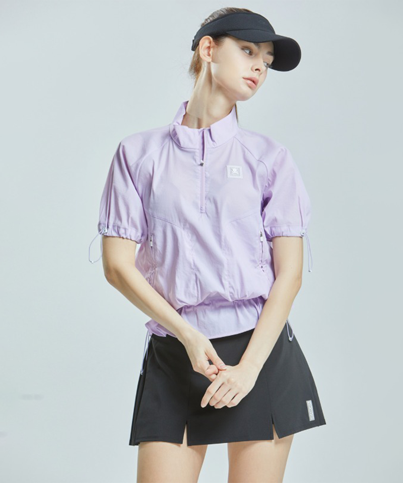 Shirring Half Zip-up Anorak - 2 Colors