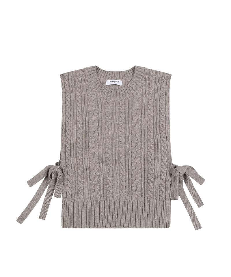 Monday Flow Side open knit vest - Beige