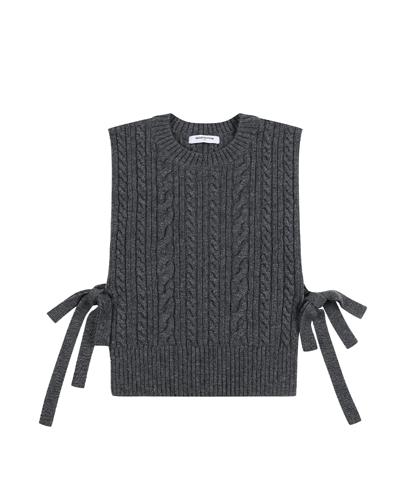Monday Flow Side open knit vest - Gray