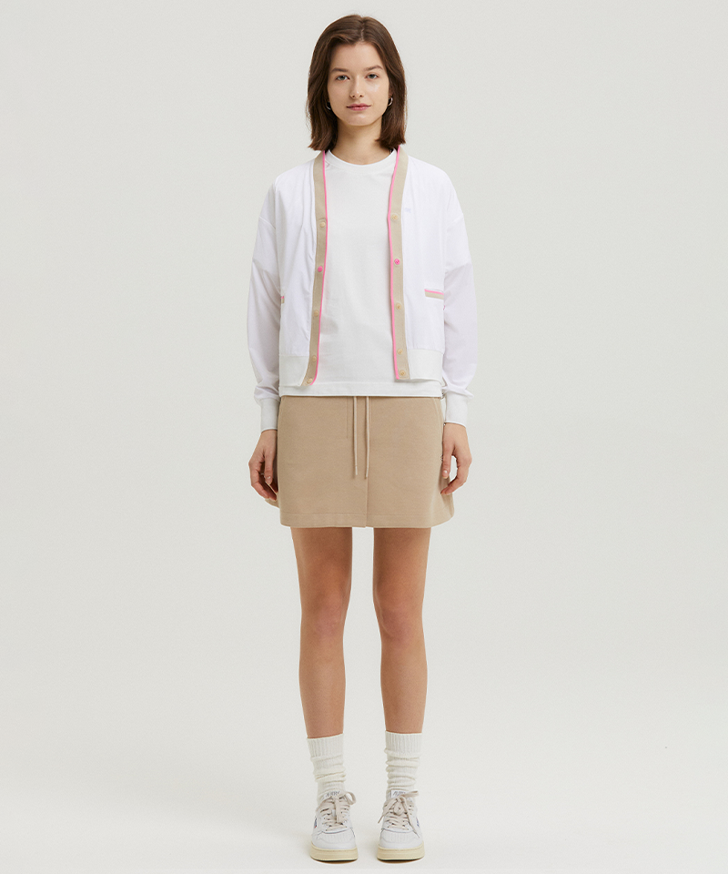AVEN Slim Flare Banding Skirt - Beige