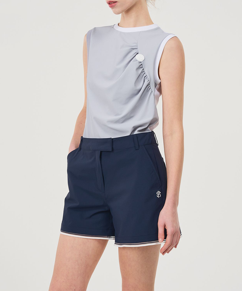 POSHERD Stretch Line Tape Shorts - Navy