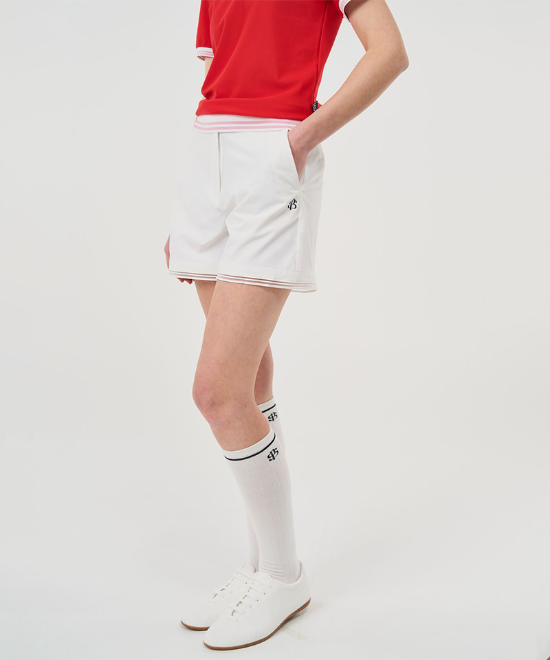 POSHERD Stretch Line Tape Shorts - Off White