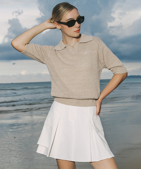 OBER Golf Summer Open Collar Knit - Beige