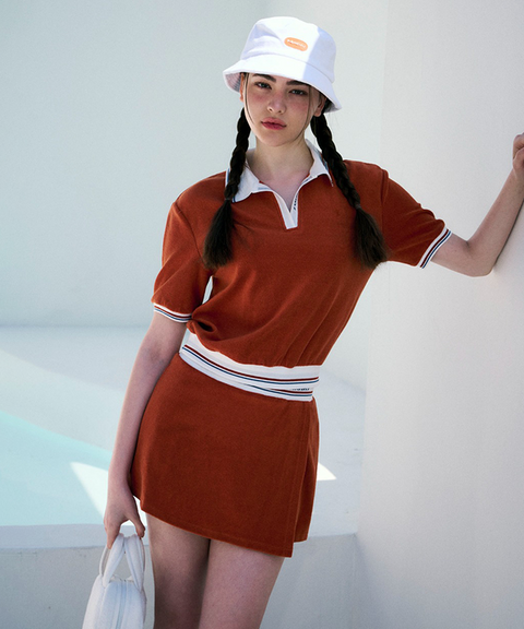 KANDINI Terry Set-up T-shirt - Cinnamon Orange