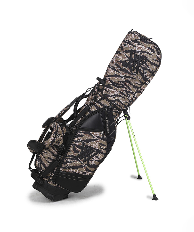 Khaki camo pattern stand golf bag, front view
