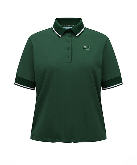 Vice Golf Atelier Women Collar Tip Point Short T-Shirt - D/Green