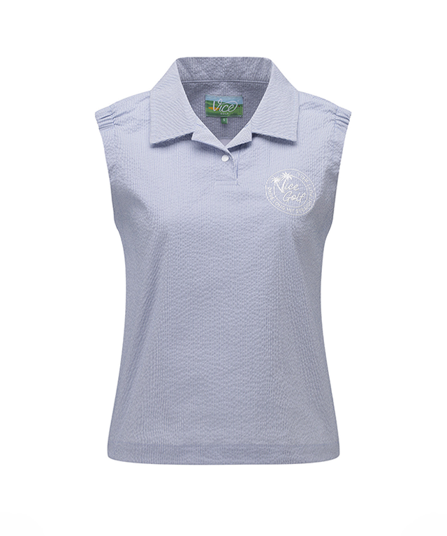 Vice Golf Atelier Women Seersucker Sleeveless - Blue