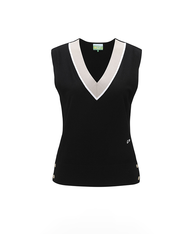 Vice Golf Atelier Women's V-Neck Sweater Vest - Black