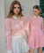 KANDINI Polo shirts with Puff sleeves- Pink