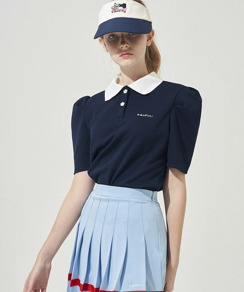 KANDINI Polo Shirts With Puff Sleeve / Short - Navy