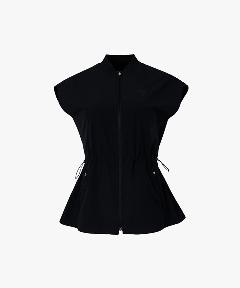 CREVE NINE: String Woven Long Vest - Black