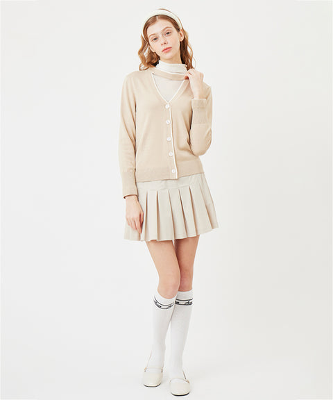 AVEN Dropped Taping Cardigan - Beige