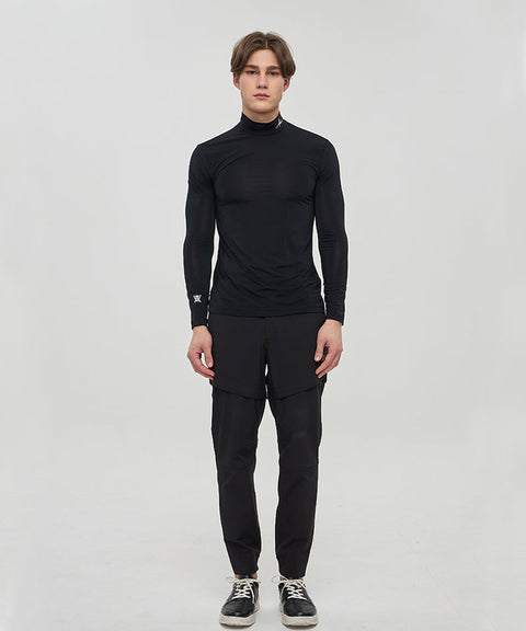 Men's Mock Neck Cooling Base Layer - Black
