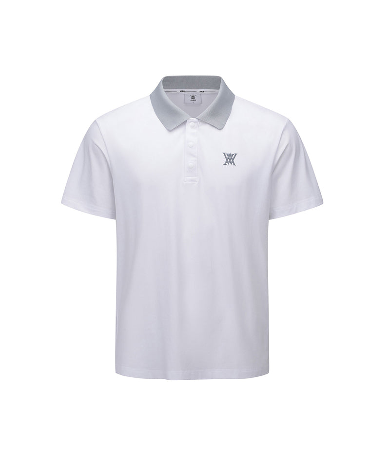 Men Collar Point Short T-Shirt - White