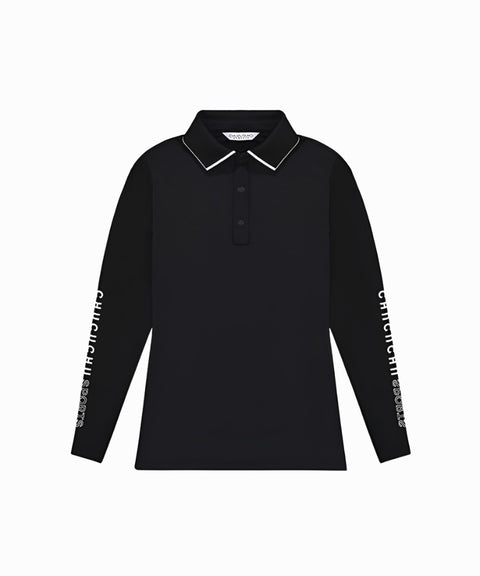 CHUCUCHU Knit Collar Point T-Shirt - Black