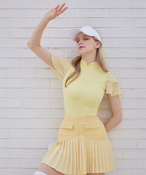 J.Jane Chiffon Sleeve Highneck T-Shirt - Lemon
