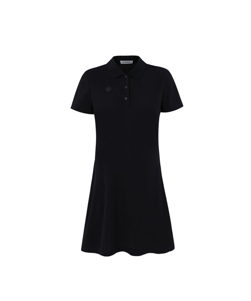 Anell Golf Pique Pleated One Piece - Black