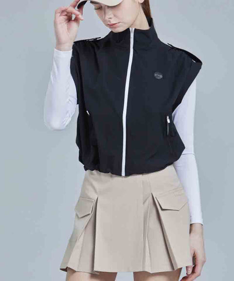CHUCUCHU Pocket Back Pleated Skirt - Beige