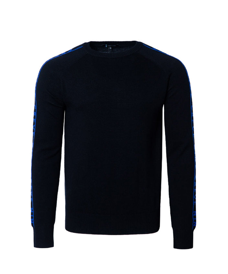 CREVE NINE: Men's Color Point Logo Jacquard Knit