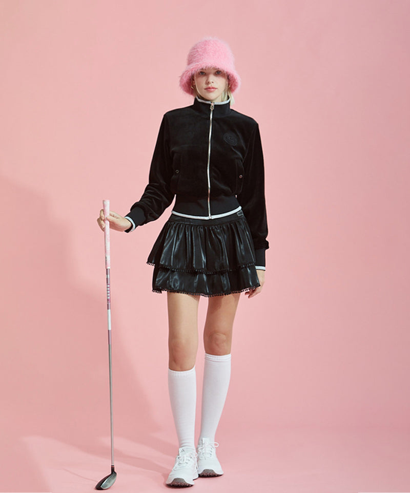 [Final Sale] CHUCUCHU Velour Windproof Zip-Up - Black