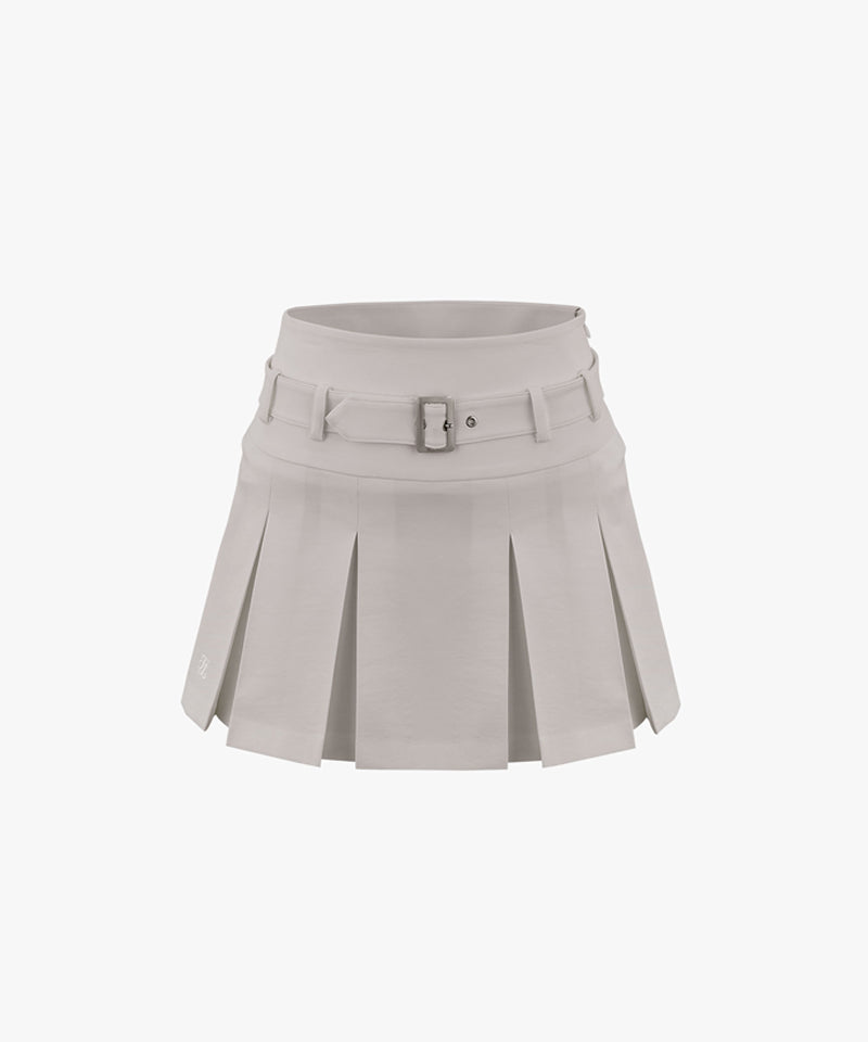 [Sample Sale] FAIRLIAR Belted Pleated Skirt - Beige