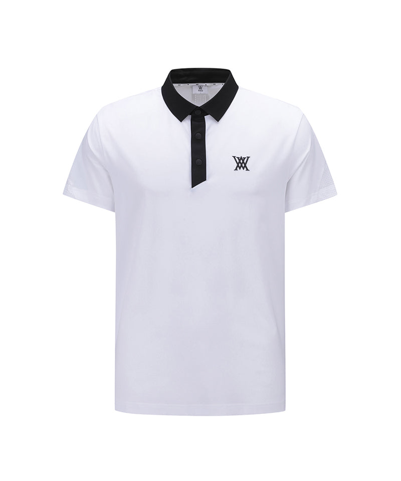 Men Back Fabric Block Short T-Shirt - White