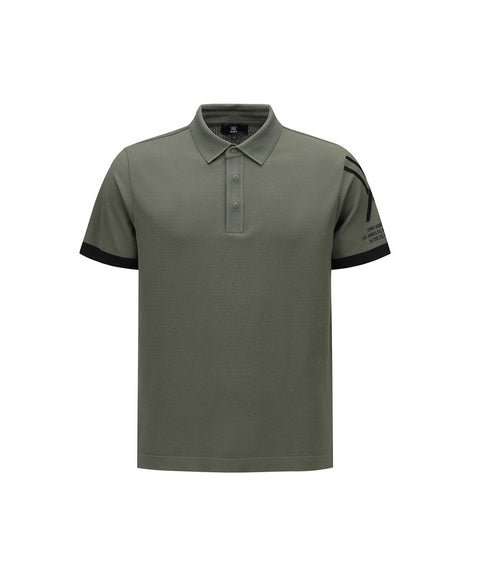 ANEW GOLF Men's SM Logo Point Short Sleeve Sweater - Light Khaki