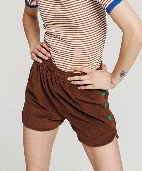 LE SONNET Button Shorts - Brown