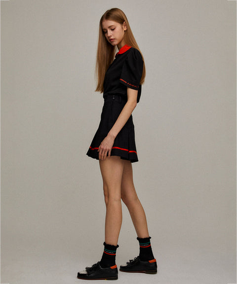 KANDINI Pocket Pleats Skirt - Black