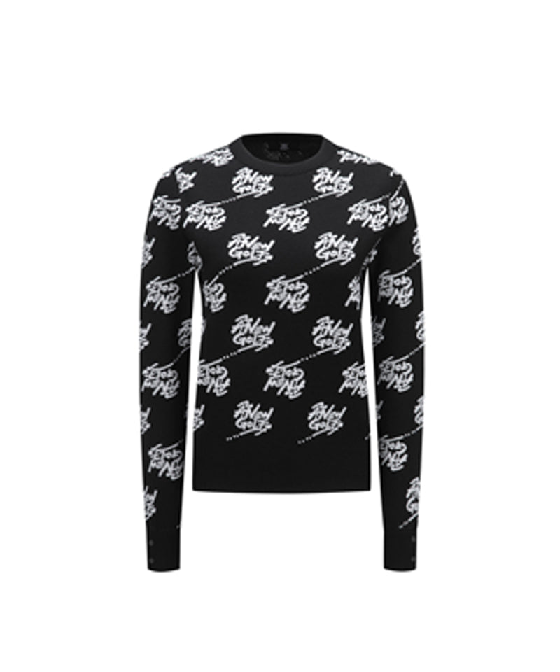 Women's Logo Pattern Jacquard Pullover - Black