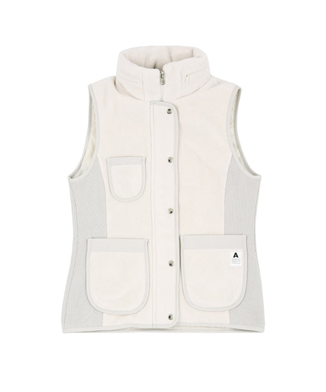 AVEN Women's Hooded Pocket Vest - Ivory