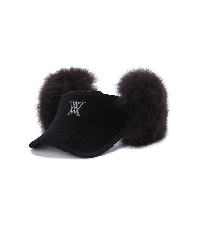 ANEW Golf: Women's Real Fur Snow Winter Visor - Black