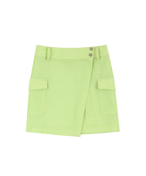 AVEN  Short Slit Cargo Skirt - Lime