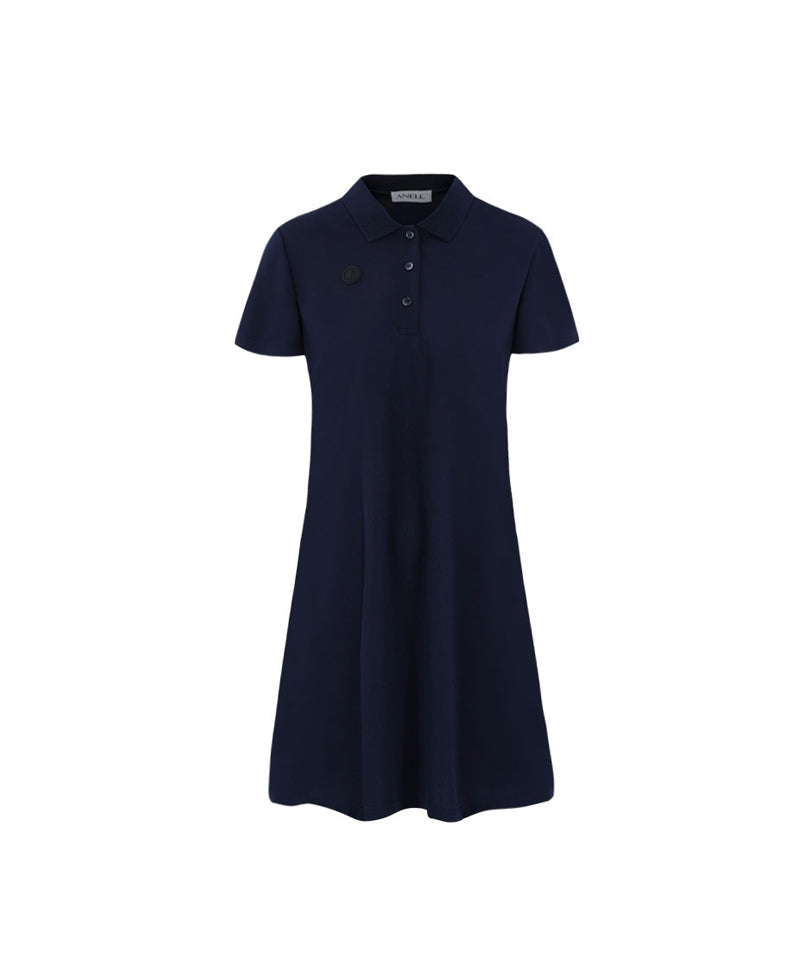 Anell Golf Pique Pleated One Piece - Navy