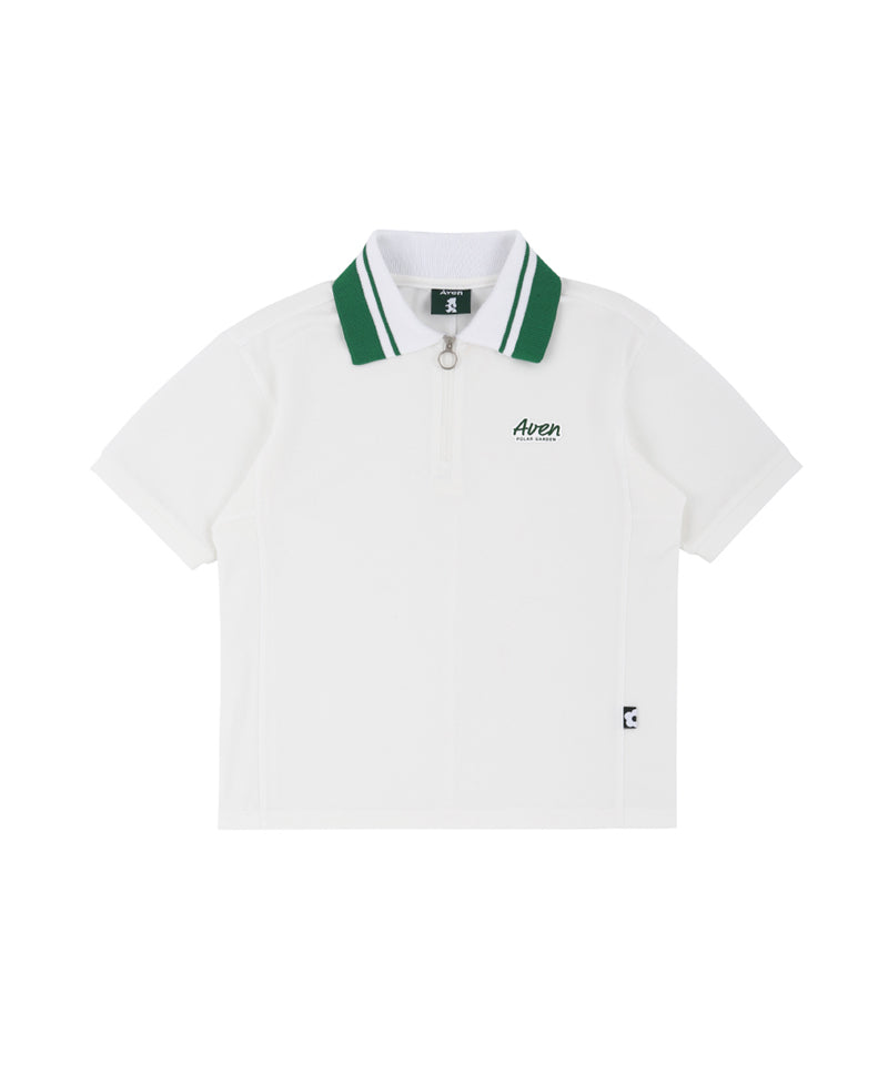 AVEN Color Block Collar Short Sleeve T-shirt - White