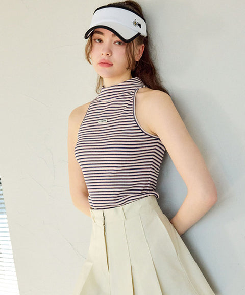 KANDINI New Stripe Halter Tee - Navy