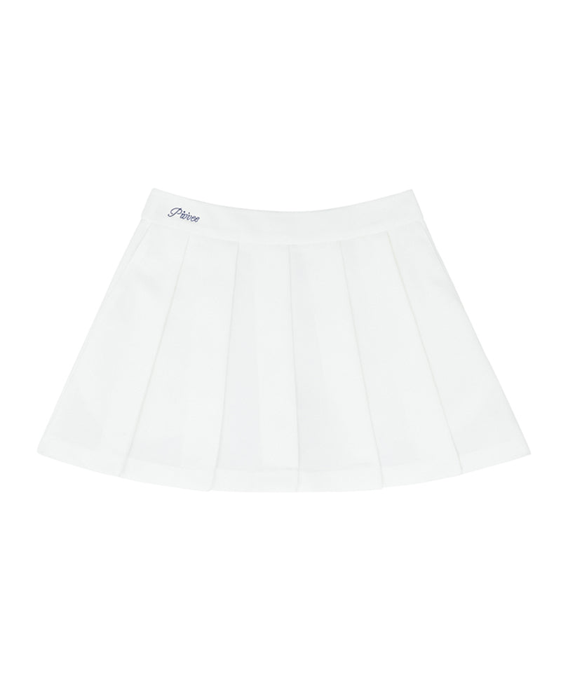PIV'VEE Preppy Pleated Skirt - Cloud White